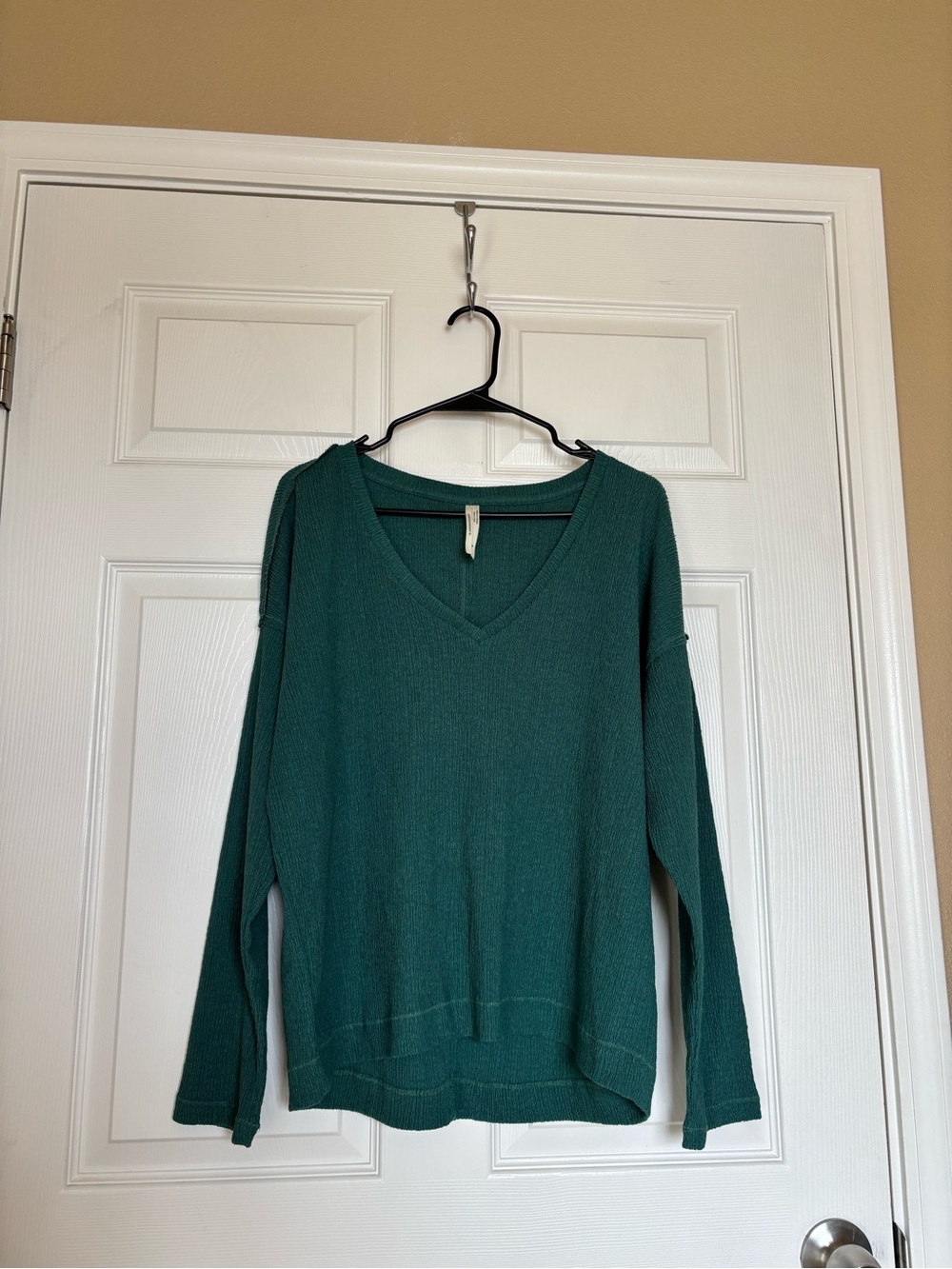 Anthropologie Deep Teal V-Neck Long-Sleeve Pullover